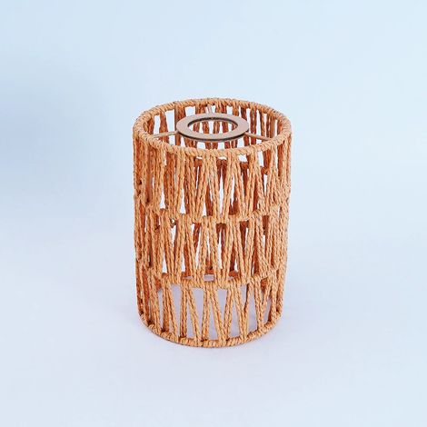 Abat - jour en rotin tressé à la main en 2 pièces - bohème vent diamètre 13cm (kaki) - compatible E27 / E14 pour plafonniers, lampes suspendues, lampadaires et lampes de table (1/5)