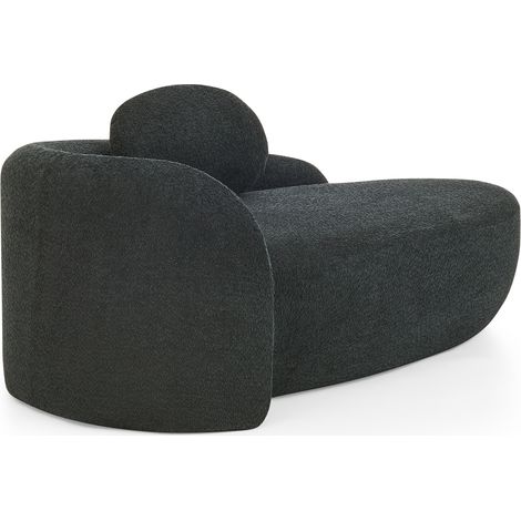 Canapé compact en tissu teddy noir, design arrondi et coussin de soutien, idéal pour salon, chambre et bureau, assise douce et gain de place CHICFURN (1/5)