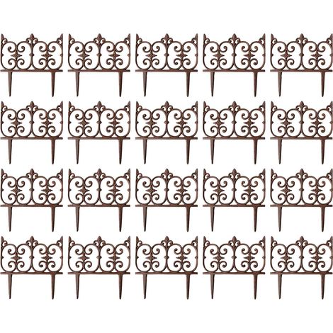 Esschert Design – Bordure de jardin en fonte – Lot de 20 – 27,5 cm de hauteur – 26,3 cm de longueur – Épaisseur 1,4 cm pour délimitation décorative (1/4)
