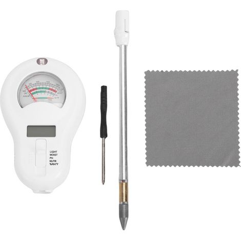 Tester digitale 6 in 1 per il terreno, ideale per piante, per misurare pH, umidità, temperatura, luce solare e livelli di nutrienti. Perfetto per giardinaggio e agricoltura.