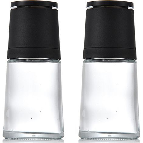 Moulin à Sel et Poivre - Verre Cristal et Acier Inoxydable Brossé - Réglage Céramique - 2 Pièces (1/5)