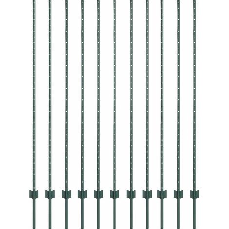 Embedded Fence Post 11 pcs Green 200 cm Powder-Coated Steel vidaXL