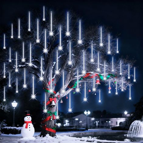 Guirlande lumineuse de Noël d'extérieur - 24 tubes de 40 cm - 864 LED - En forme de stalactites - Étanche - Avec crochets - Pour décoration de Noël - Festival - Décoration de Noël extérieure (1/5)