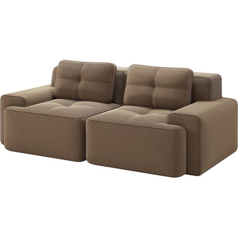 Divano modulare da soggiorno in velluto a coste marrone con seduta profonda 204x104x69 cm MODENUIT (1/5)