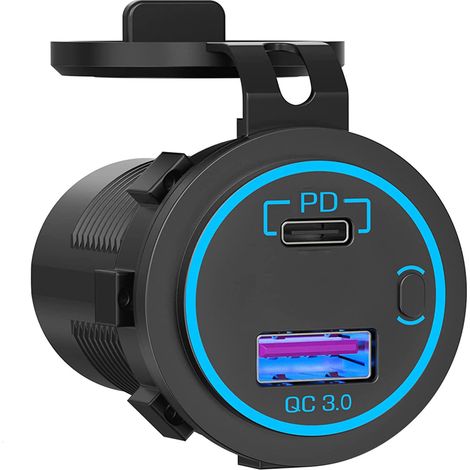 Prise USB étanche pour voiture, adaptateur 12 V CC avec LED. (1/5)