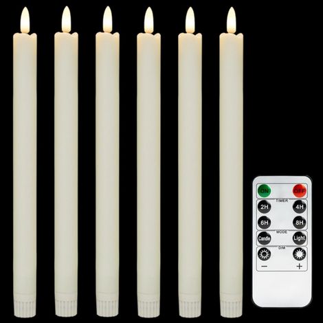 6er-Pack ferngesteuerte LED-Kerzen, elfenbeinfarben, flammenlos, batteriebetrieben, flackernd, 16 cm, für Weihnachts- und Heimdekoration
