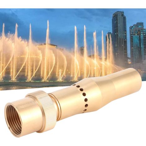Cabezal de fuente de cobre con múltiples boquillas, conexión de rosca interna G1 de 32 mm para jardines y estanques. (1/5)