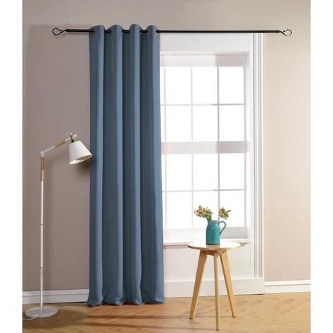 Rideau occultant - Bleu tendre - 140 x 260 cm - 100% Polyester - Œillets - Design contemporain