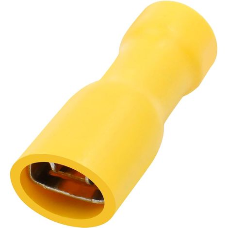 Cosses Femelles Déconnexions Rapides Vinyle Totalement Isolées, FDFD5.5-250, borne de câble de 6,3 x 0,8 mm, pour 4-6 mm² (12-10 AWG), jaune, pack de 100 (1/5)