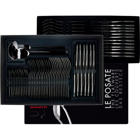 RIVIERA BLACK DIAMOND, Posate Set 75 Pz, Scatola Gallery, Casa Bugatti - Colore: Nero Lucido (1/2)