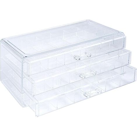 Boîte de rangement transparente pour petites pièces - avec 72 compartiments sur 3 tiroirs - idéale le bricolage (1/4)