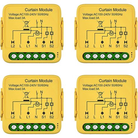 4 modules de commande intelligents Tuya Zigbee pour rideaux, volets roulants et moteurs de stores compatibles avec Alexa et Google Home. (1/4)