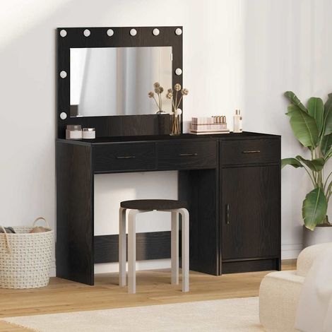 Schminktisch mit Spiegelbeleuchtung 2 pcs Schwarz Holzwerkstoff