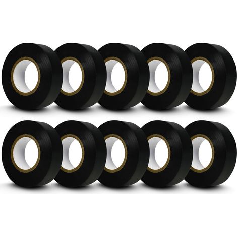 Dapetz ® Black Electrical Tape 18mm x 33m, Pack of 10 Strong Self-Adhesive PVC Insulation Tapes for Insulating Insulating Tapes Flame Retardant, Repairing and Protecting Electrical Wires Tape