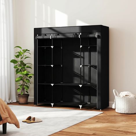Armoire de rangement penderie en tissu pliable avec barre de suspension et étagères, 150 x 43 x 162,5 cm, noir (1/5)