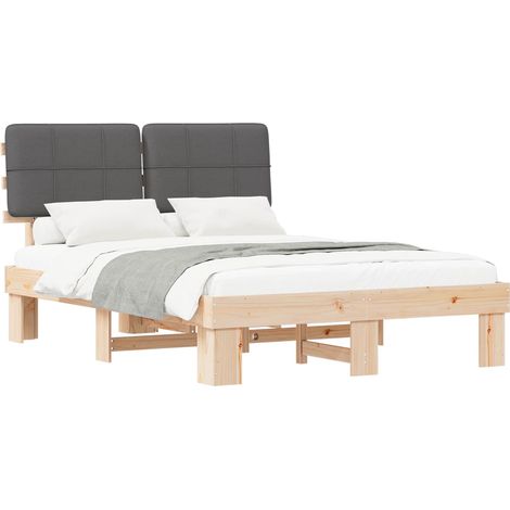 Estructura de Cama con Cabecera Tapizada Natural y gris oscuro vidaXL (1/5)
