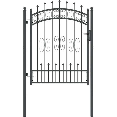 Fence Gate with Spear Top KAMPEN 103 x 175 cm Steel Grey vidaXL