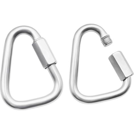 Lot de 2 mousquetons rapides M8 robustes en acier inoxydable avec connecteurs triangulaires et crochets à vis (1/5)