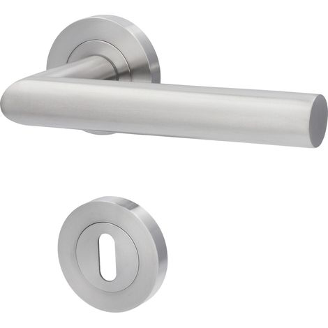Alpertec BB-Rosettengarnitur Solid 9 Edelstahl silber rund Beschläge (1/2)