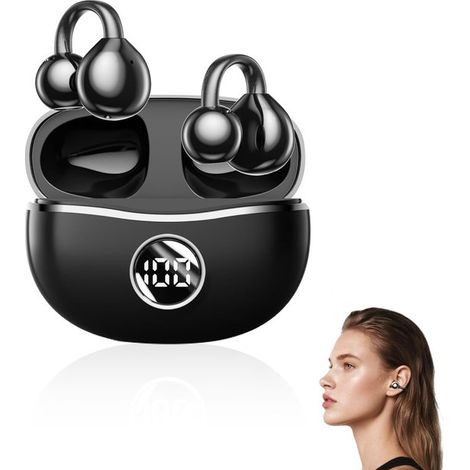 Cuffie Bluetooth aperte, auricolari wireless con clip auricolare, Bluetooth 5.4, cancellazione del rumore, equalizzatore dinamico, suono 3D. (1/5)