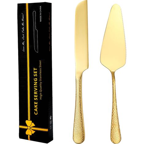 Couteau A Gateau - Spatule A Gateau - Ensemble En Acier Inoxydable - Pour Mariages Fetes Et Celebrations - 2 Pieces (1/4)