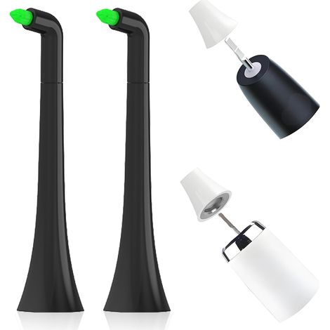 Interdental Lot de 2 têtes de brosse à dents de rechange, interdentaires, compatibles avec Sonicare et Dontodent, pour nettoyer les braces, les crevasses, les dents du dos, noires (1/5)