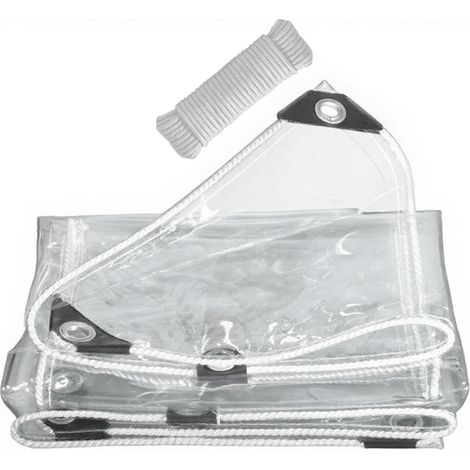 Transparente Plane mit Ösen 2x5M, Wasserdichte Abdeckplane mit Seil, 420 g/m² Klare PVC-Tarps für Pflanzen Gewächshaus Balkon Camping Vardach Carport (1/5)