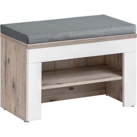 Meuble à Chaussures Bois avec Coussin "Gustavo" 60cm Naturel