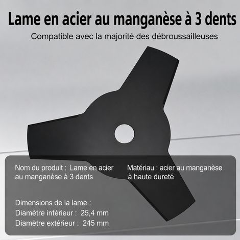 Lame de Débroussailleuse 3 Dents 3T en Acier au Manganèse 3t 0.219 25 × 30 × 1 cm 210 g – Livraison gratuite