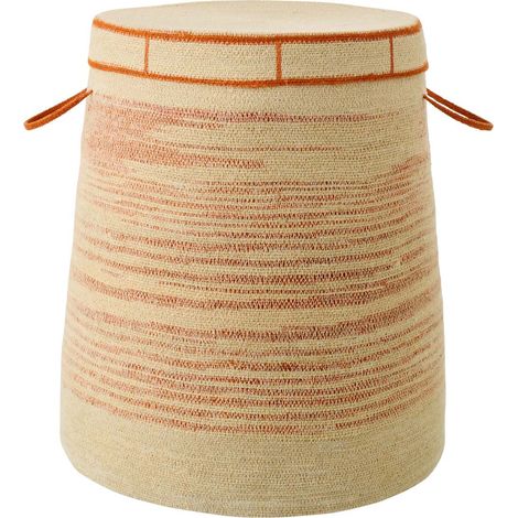 Panier Avec Couvercle en Jonc "Galene" 60cm Naturel & Orange (1/3)