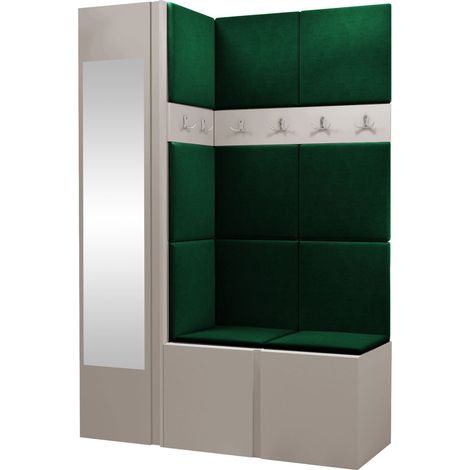 Conjunto para recibidor Hartford 277, Cachemira, 186x124x46cm, Espejo, Aglomerado laminado, Tapiz, Colocada, Montada en la pared