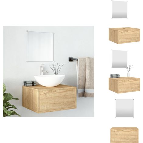 Ensemble de meubles salle de bain 2 pcs chêne bois d'ingénierie - Meuble Salle De Bain - Ensemble Salle De Bain - Rangement Salle De Bain - Armoire Salle De Bain - Miroir Salle De Bain (1/5)