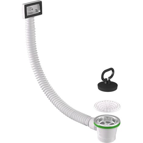 PILETTA DI SCARICO CON TROPPO PIENO RETTANGOLARE PER LAVELLO IN ACCIAIO INOX MODELLO SIMPLEX - 11/2 - BON