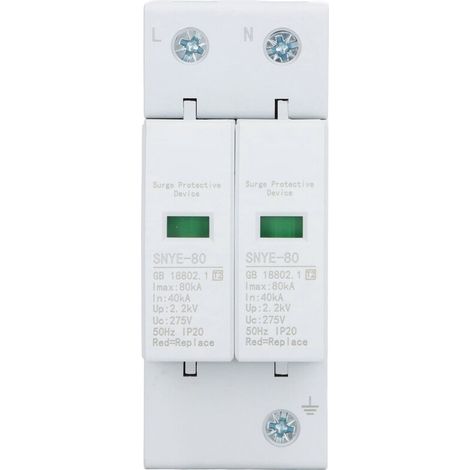 royaluxe -Dispositif de protection contre les surtensions 80KA, protect de tension domestique, réponse rapide, Indication de défaut, dispositif parafoudre 2P 275V (1/5)