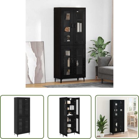 vidaXL Wandmontage - Highboard Schwarz Eichen-Optik 69,5 x 34 x 180 cm Holzwerkstoff (1/5)