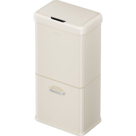 EKO - Poubelle à capteur Vintage 32+18 litres - Steel Plastic  - Vanille Cream