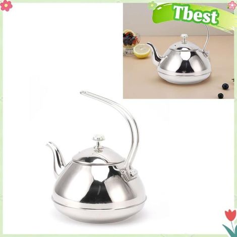 Tbest bouilloire en acier inoxydable Théière en acier inoxydable, bouilloire de grande capacité culinaires chocolatiere Argent (1/5)