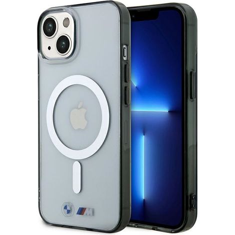 Funda BMW BMHMP14MHCRS para iPhone 14 Plus / 15 Plus de 6,7" transparente y rígida con anillo plateado y MagSafe. (1/5)