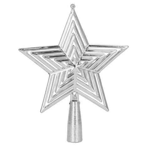 Punta per l'albero di Natale 18,5cm  stella traforata argento. (1/5)
