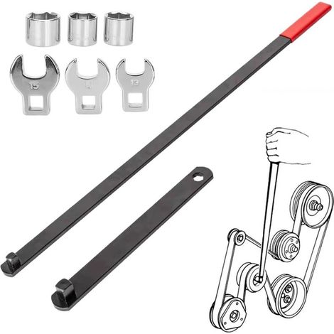 Kit de herramientas de 8 piezas para correa serpentina - Llave para extracción e instalación de correas automotrices - Kit de reparación para camiones, automóviles, garajes o talleres (1/5)