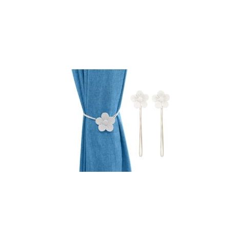 2 magnetische Vintage-Gardinenhalter aus Kunstharz mit floralem Muster. – Crezuo