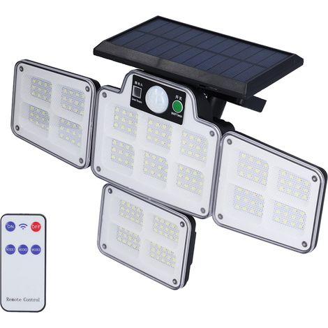 Lampe solaire LED extérieure à 4 têtes orientables avec détecteur de mouvement, 450 lm, 3 modes d'éclairage, grand angle, pour allée de jardin. (1/5)