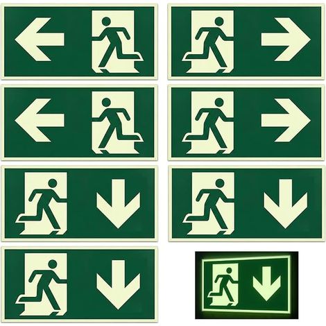 Emergency Exit Signs 7 Piece Set Self Adhesive (1/5)
