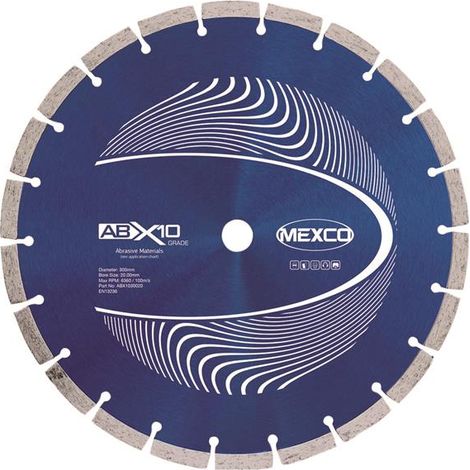 MEXCO ABX1030020 Abrasive Materials X10 Grade Diamond Blade 300 x 20mm MEXABX10300 (1/2)