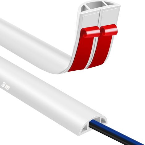 Passe Cable Sol Cache Fil Électrique Sol Auto-Adhésif 3M Petit Canal de câble Flexible pour Le Bureau, Le Concert, etc. Protection des Fil électrique et Prévention des Risques de Trébuchement (1/5)
