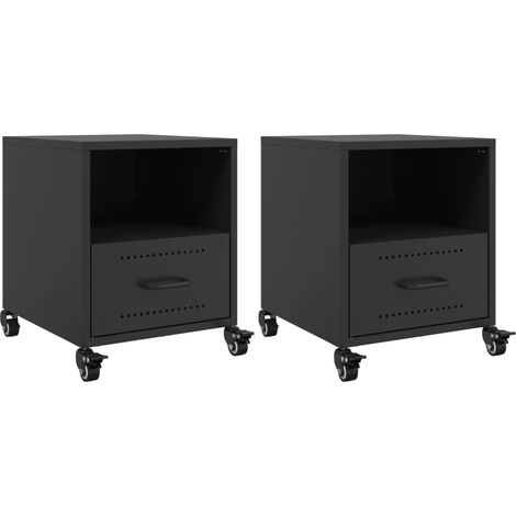 Maison Exclusive - Nachttische 2 Stk. Schwarz 36x39x43,5 cm Stahl