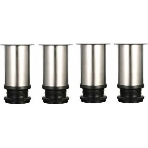 4 Pieds Réglables 8 cm De Hauteur Épaissir les pieds d'armoire Pieds de table Pieds de meubles, Acier inoxydable brossé, Hauteur réglable 0-15 mm Venez avec des vis en acier inoxydable (1/5)