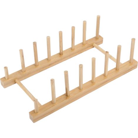 Étagère de Rangement pour Cuisine en Bambou, Porte-Vaisselle Séchant, Support pour Bols et Tasses, Étagère Multifonction Livres et Ustensiles (1/5)
