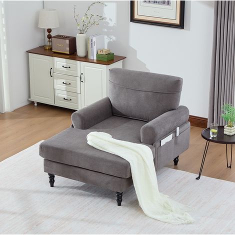 Sillón chenilla con bolsillo lateral 125,5 cm OKMYHOME (1/5)