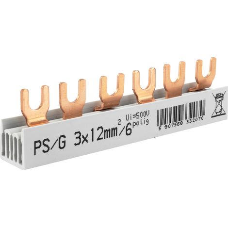 Barre omnibus à connexion en peigne triphasée à 6 modules, pont 12MM2 pour modèles S (1/5)